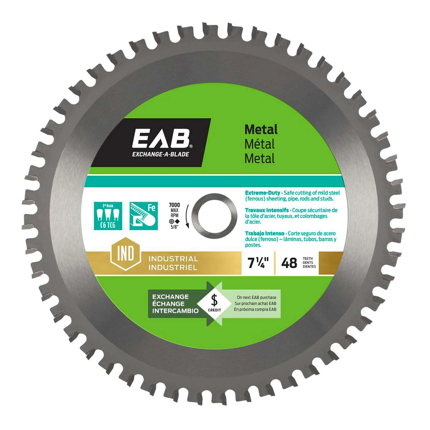 Exchange-A-Blade 7-1/4 In. D X 5/8 In. Carbide Tipped Metal Saw Blade 48 Teeth 1 Pk 1 Exchange-A-Blade 7-1/4 In. D X 5/8 In. Carbide Tipped Metal Saw Blade 48 Teeth 1 Pk