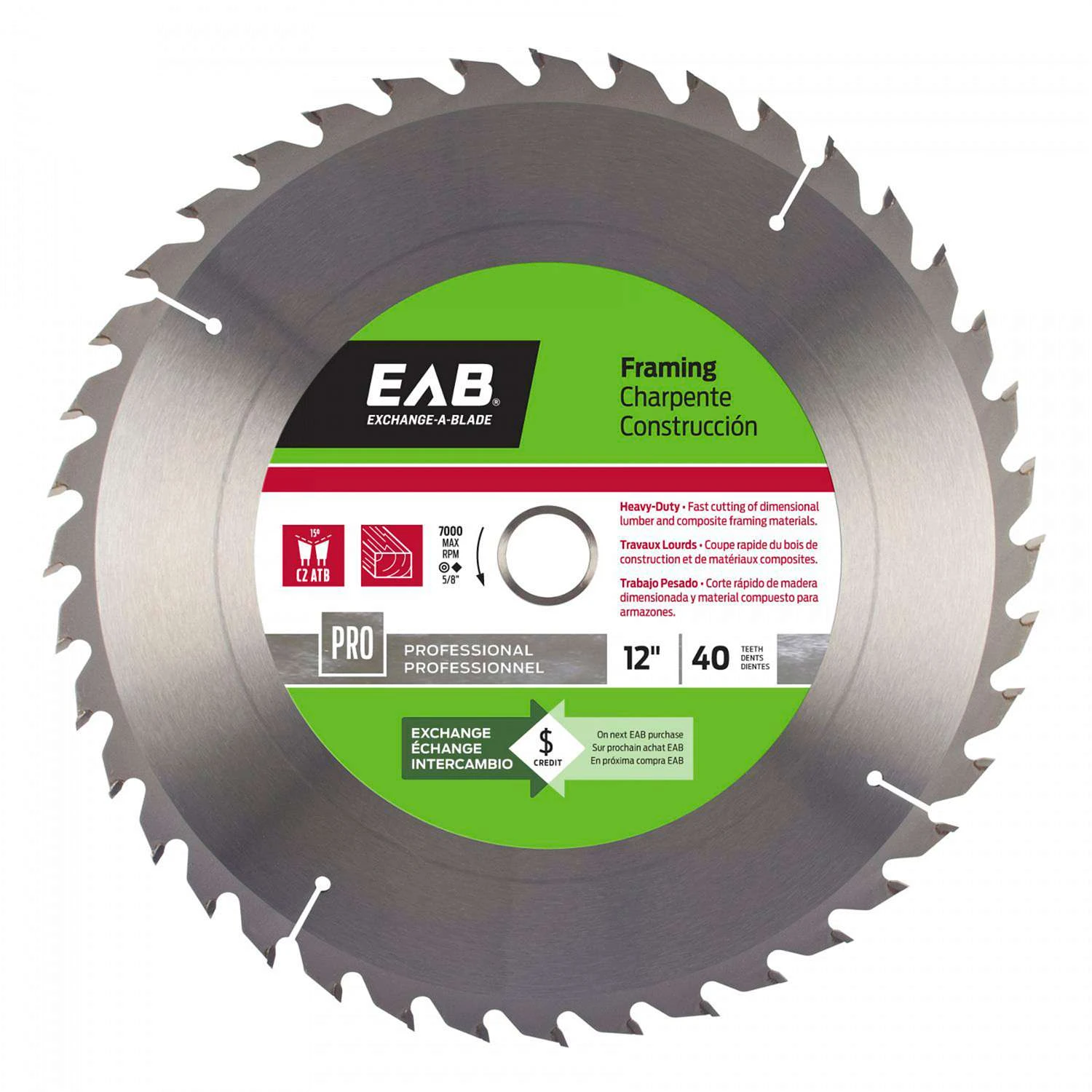 Exchange-A-Blade 12 In. D X 1 In. Professional Carbide Framing Saw Blade 40 Teeth 1 Pk 1 Exchange-A-Blade 12 In. D X 1 In. Professional Carbide Framing Saw Blade 40 Teeth 1 Pk