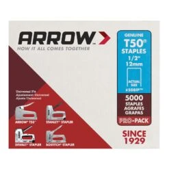 Arrow T50 3/8 In. W X 1/2 In. L 18 Ga. Flat Crown Heavy Duty Staples 5000 Pk -Craftsman Shop 1232a216 6f99 42e6 984c d56ad684fc15