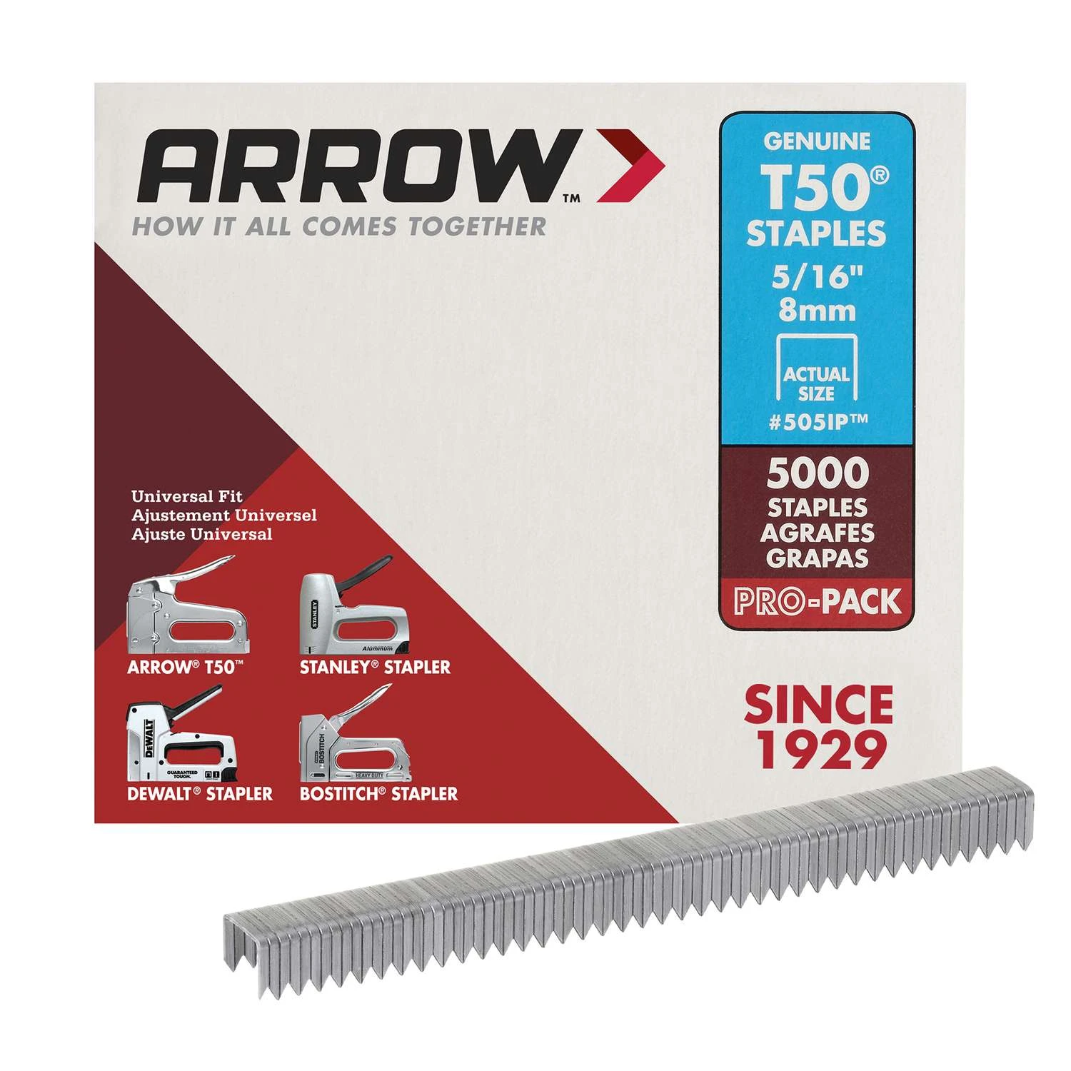 Arrow T50 3/8 In. W X 5/16 In. L 18 Ga. Flat Crown Heavy Duty Staples 5000 Pk 1 Arrow T50 3/8 In. W X 5/16 In. L 18 Ga. Flat Crown Heavy Duty Staples 5000 Pk