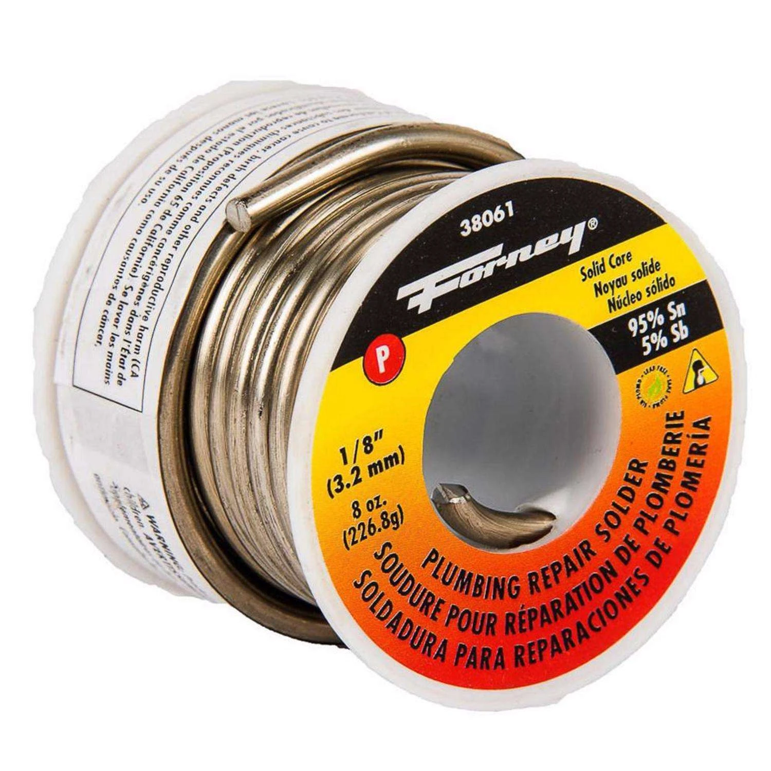 Forney 8 Oz Lead-Free Solid Wire Solder 0.13 In. D Tin/Antimony 95/5 1 Pc 1 Forney 8 Oz Lead-Free Solid Wire Solder 0.13 In. D Tin/Antimony 95/5 1 Pc