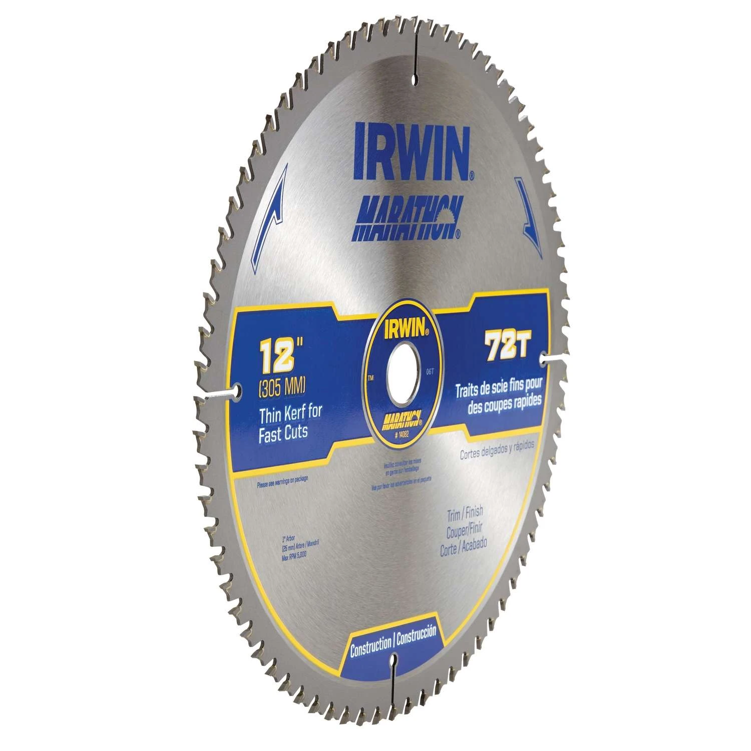 Irwin Marathon 12 In. D X 1 In. Carbide Miter And Table Saw Blade 72 Teeth 1 Pk 2 Irwin Marathon 12 In. D X 1 In. Carbide Miter And Table Saw Blade 72 Teeth 1 Pk - Image 2