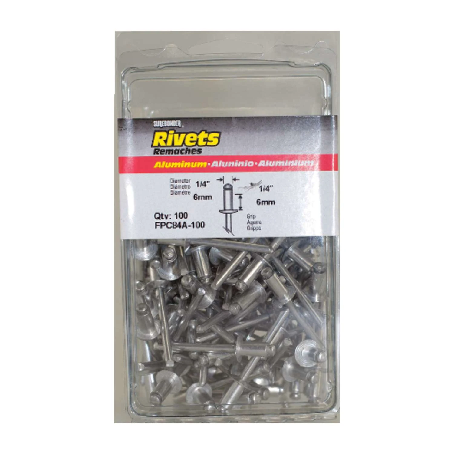 Surebonder 1/4 In. D X 1/4 In. Aluminum Rivets Silver 100 Pk 1 Surebonder 1/4 In. D X 1/4 In. Aluminum Rivets Silver 100 Pk