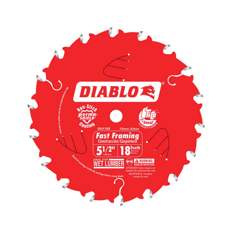 Diablo 5-1/2 In. D X 10 Mm Fast Framing TiCo Hi-Density Carbide Trim Saw Blade 18 Teeth 1 Pk 1 Diablo 5-1/2 In. D X 10 Mm Fast Framing TiCo Hi-Density Carbide Trim Saw Blade 18 Teeth 1 Pk