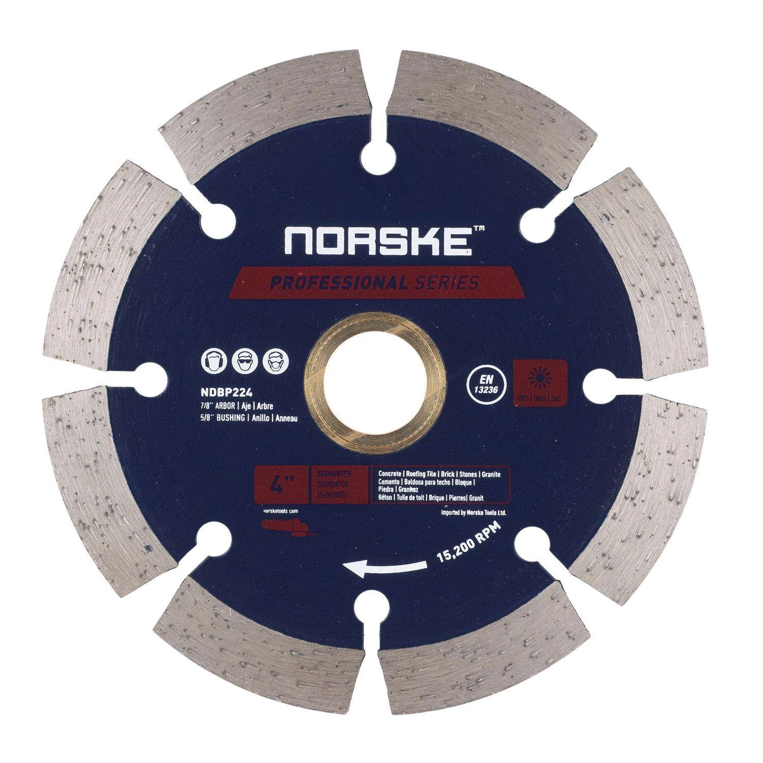 Norske 4 In. D X 5/8 And 7/8 In. Diamond Segmented Rim Diamond Saw Blade 1 Each 1 Norske 4 In. D X 5/8 And 7/8 In. Diamond Segmented Rim Diamond Saw Blade 1 Each