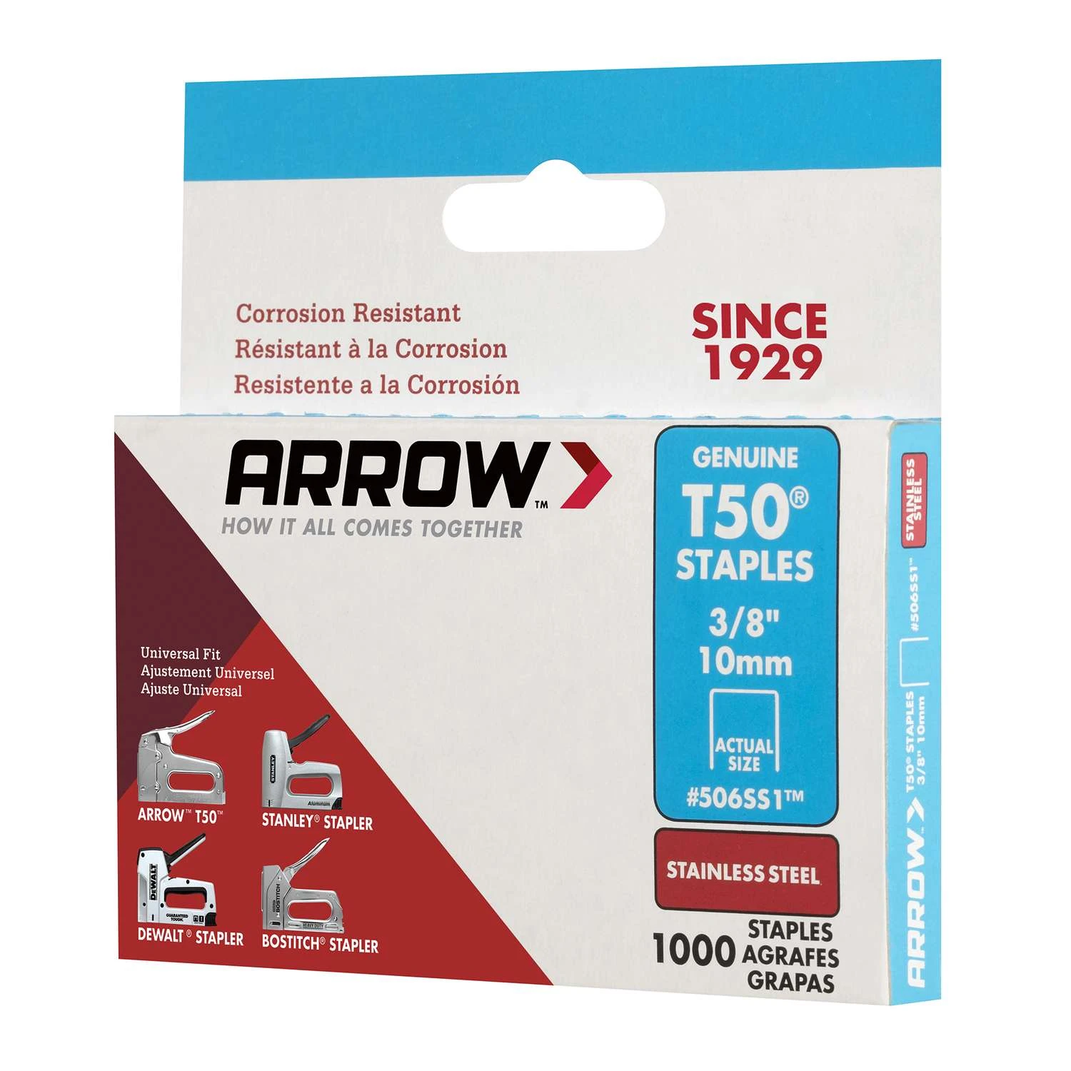 Arrow T50 3/8 In. W X 3/8 In. L 18 Ga. Flat Crown Heavy Duty Staples 1000 Pk 5 Arrow T50 3/8 In. W X 3/8 In. L 18 Ga. Flat Crown Heavy Duty Staples 1000 Pk - Image 5
