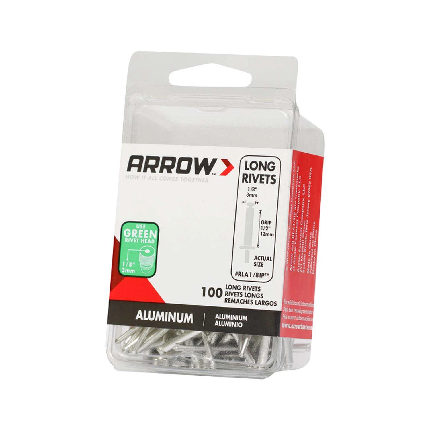Arrow 1/8 In. D X 1/2 In. Aluminum Long Rivets Silver 100 Pk 4 Arrow 1/8 In. D X 1/2 In. Aluminum Long Rivets Silver 100 Pk - Image 4