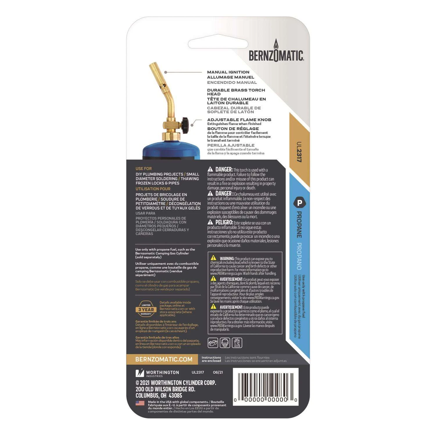 Bernzomatic 16 Oz Classic Torch Brass 1 Pc 3 Bernzomatic 16 Oz Classic Torch Brass 1 Pc - Image 3