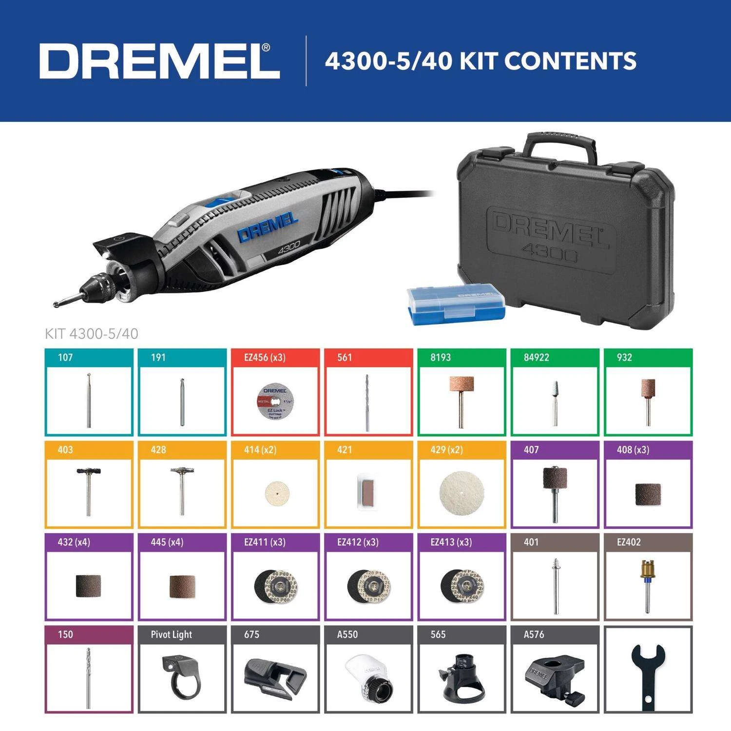 Dremel 4300 1.8 Amps Corded Rotary Tool Kit 3 Dremel 4300 1.8 Amps Corded Rotary Tool Kit - Image 3