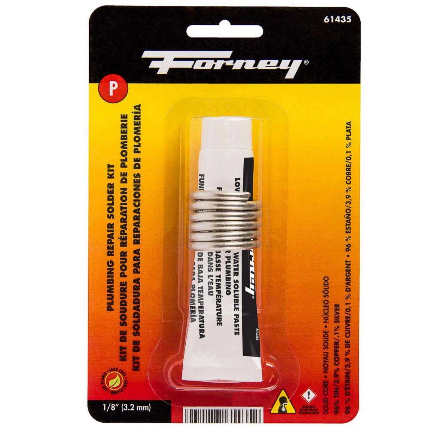 Forney 0.75 Oz Lead-Free Plumbing Solder Kit 0.13 In. D Tin/Copper/Silver 96/3.9/0.1 1 Pc 1 Forney 0.75 Oz Lead-Free Plumbing Solder Kit 0.13 In. D Tin/Copper/Silver 96/3.9/0.1 1 Pc