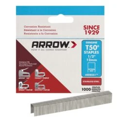 Arrow T50 3/8 In. W X 1/2 In. L 18 Ga. Flat Crown Heavy Duty Staples 1000 Pk