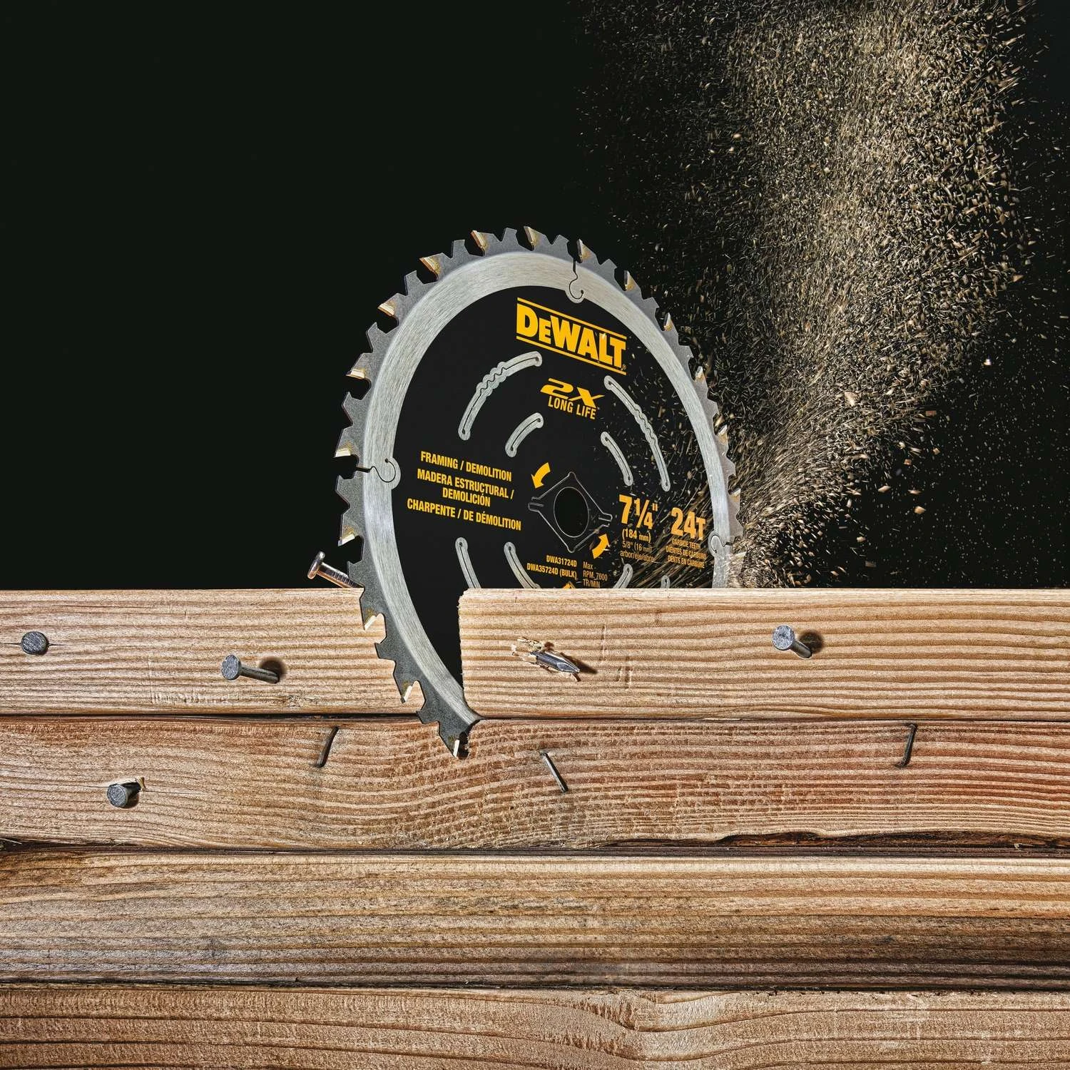 DeWalt 7-1/4 In. D X 5/8 In. Demolition Carbide Saw Blade 24 Teeth 1 Pk 4 DeWalt 7-1/4 In. D X 5/8 In. Demolition Carbide Saw Blade 24 Teeth 1 Pk - Image 4