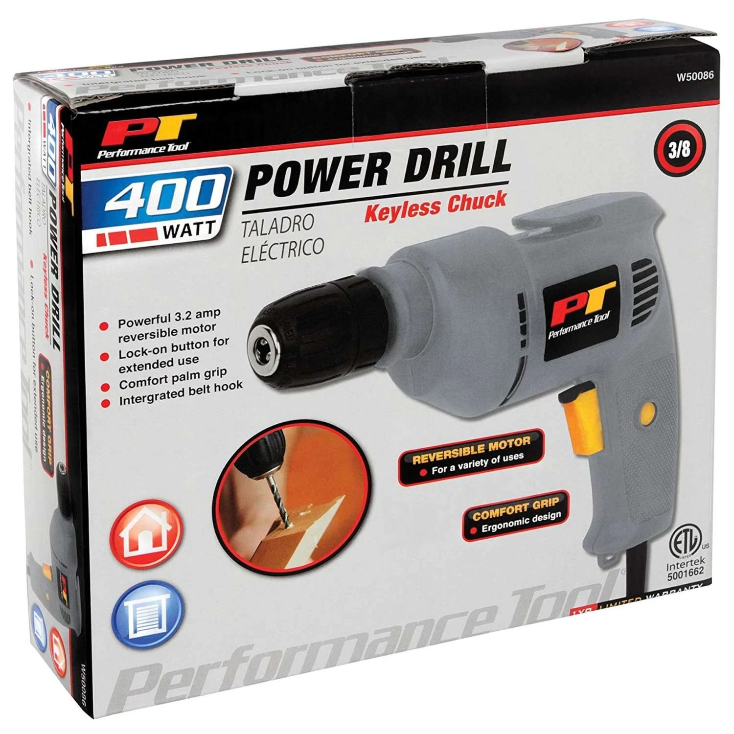 Performance Tool 3.8 Amps 3/8 In. Corded Drill 2 Performance Tool 3.8 Amps 3/8 In. Corded Drill - Image 2