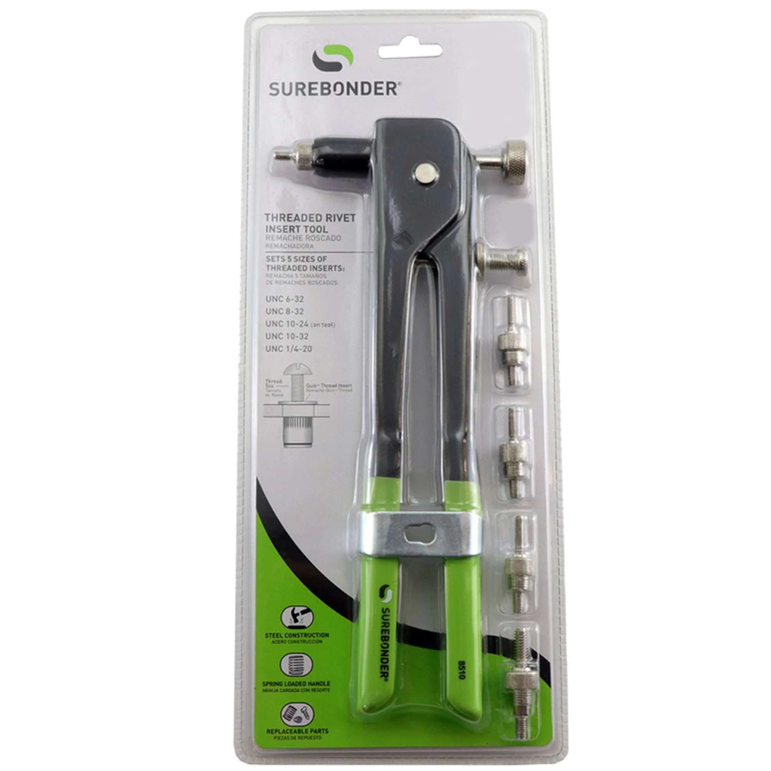 Surebonder Metal Threaded Insert Tool Rivet Tool Black/Green 1 Pc 2 Surebonder Metal Threaded Insert Tool Rivet Tool Black/Green 1 Pc - Image 2