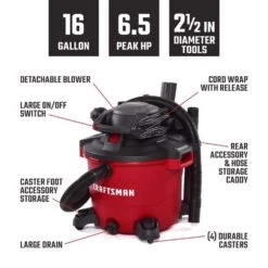 Craftsman 16 Gal Corded Wet/Dry Vacuum With Blower 12 Amps 120 V 6.5 HP 12 Craftsman 16 Gal Corded Wet/Dry Vacuum With Blower 12 Amps 120 V 6.5 HP -Craftsman Shop 563558e1 6a08 433a 9c3e 3a9a7926ff7a