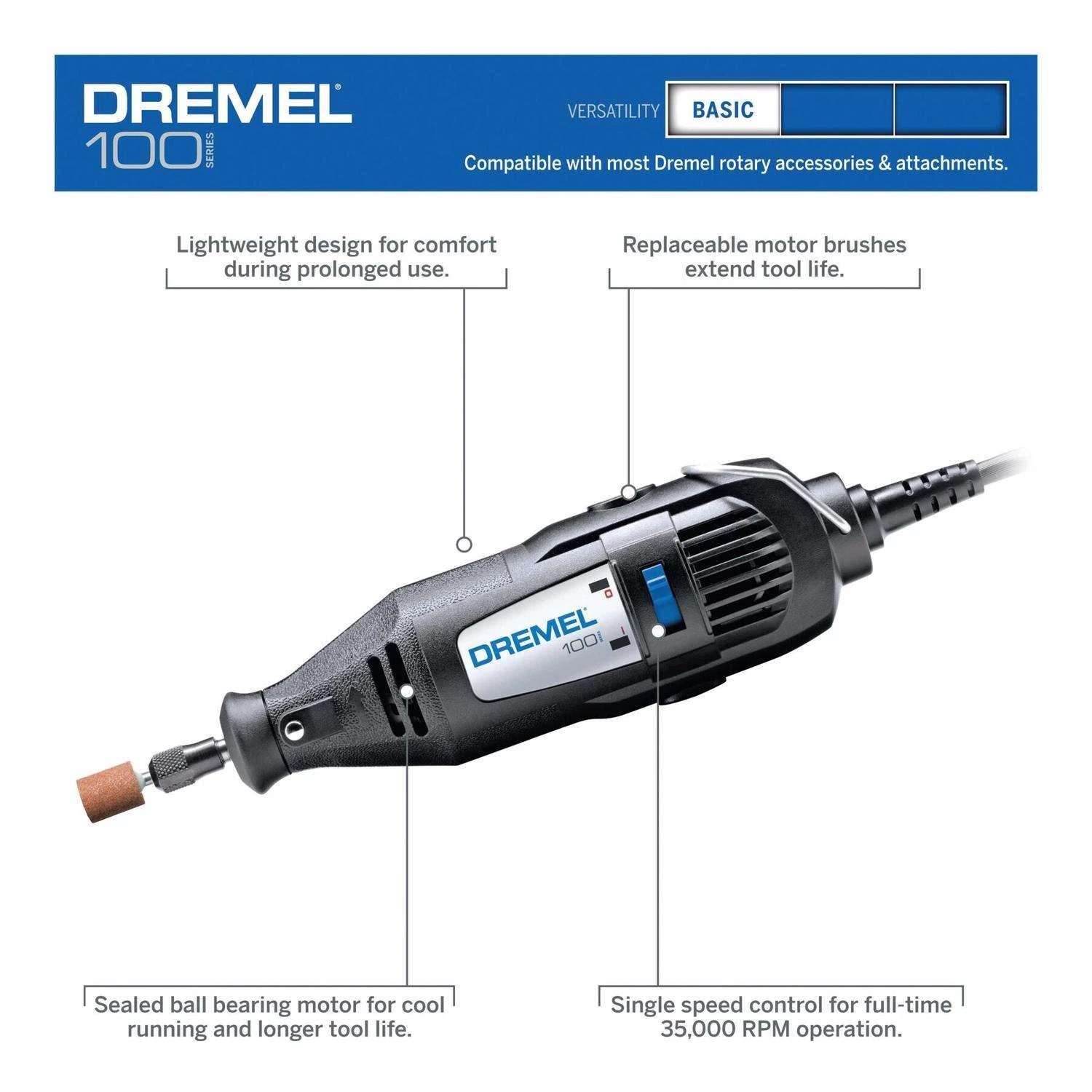 Dremel 100 Series 0.9 Amps Corded Rotary Tool Kit 2 Dremel 100 Series 0.9 Amps Corded Rotary Tool Kit - Image 2