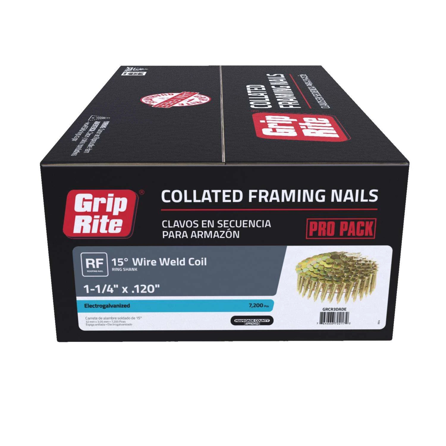 Grip-Rite 1-1/4 In. 11 Ga. Angled Strip Electro Galvanized Roofing Nails 15 Deg 7200 Pk 2 Grip-Rite 1-1/4 In. 11 Ga. Angled Strip Electro Galvanized Roofing Nails 15 Deg 7200 Pk - Image 2