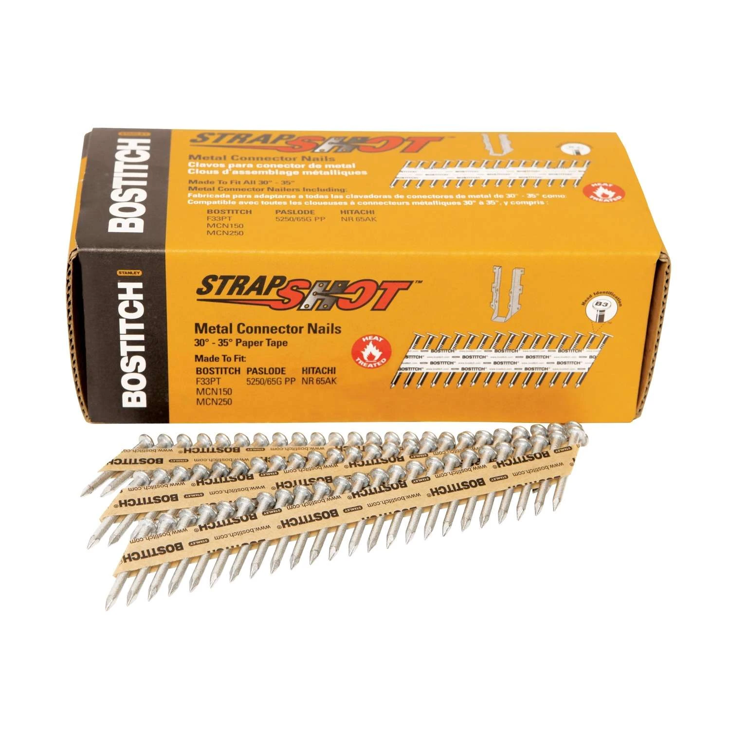 Bostitch StrapShot 1-1/2 In. 11 Ga. Straight Strip Galvanized Metal Connector Nails 35 Deg 1000 Pk 1 Bostitch StrapShot 1-1/2 In. 11 Ga. Straight Strip Galvanized Metal Connector Nails 35 Deg 1000 Pk