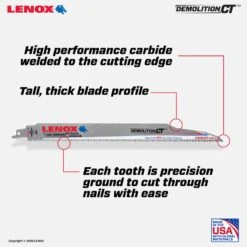 Lenox Demolition CT 12 In. Carbide Tipped Reciprocating Saw Blade 6 TPI 1 Pc -Craftsman Shop 61313712 c799 4e59 9abe ac77ff10391f