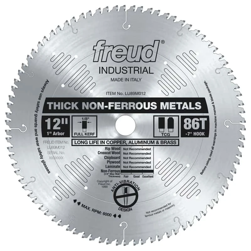 Freud 12 In. D X 1 In. Thick Aluminum TiCo Hi-Density Carbide Metal Saw Blade 86 Teeth 1 Pk 1 Freud 12 In. D X 1 In. Thick Aluminum TiCo Hi-Density Carbide Metal Saw Blade 86 Teeth 1 Pk