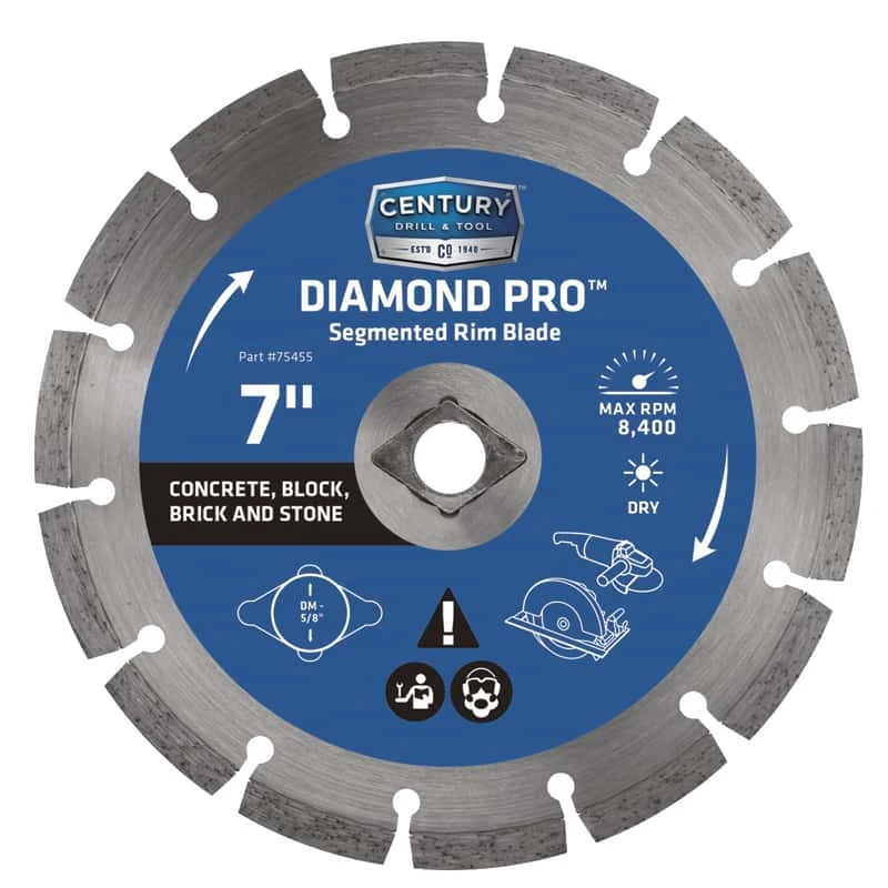 Century Drill & Tool Diamond Pro 7 In. D X 5/8 In. Steel Segmented Rim Diamond Saw Blade 1 Pc 1 Century Drill & Tool Diamond Pro 7 In. D X 5/8 In. Steel Segmented Rim Diamond Saw Blade 1 Pc