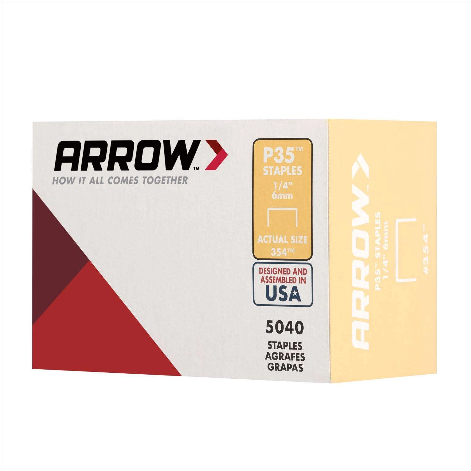 Arrow P35 7/16 In. W X 1/4 In. L 25 Ga. Flat Crown Heavy Duty Staples 5040 Pk 2 Arrow P35 7/16 In. W X 1/4 In. L 25 Ga. Flat Crown Heavy Duty Staples 5040 Pk - Image 2