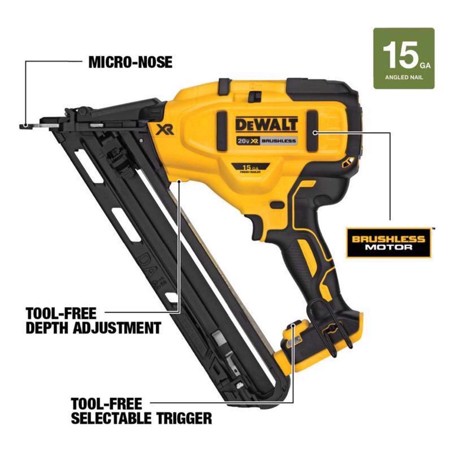 DeWalt 20V Max XR 15 Ga. Cordless Nailer 20 V 2 DeWalt 20V Max XR 15 Ga. Cordless Nailer 20 V - Image 2