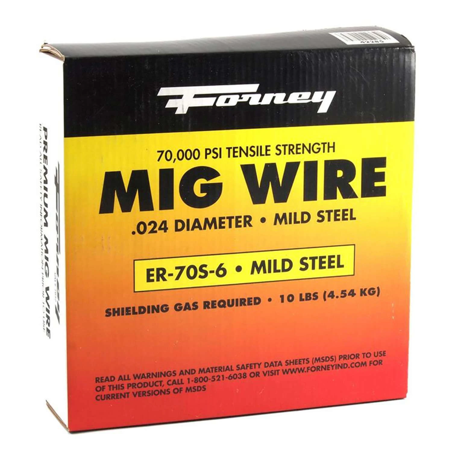 Forney ER70S-6 0.024 In. Mild Steel MIG Welding Wire 70000 Psi 10 Lb 1 Forney ER70S-6 0.024 In. Mild Steel MIG Welding Wire 70000 Psi 10 Lb