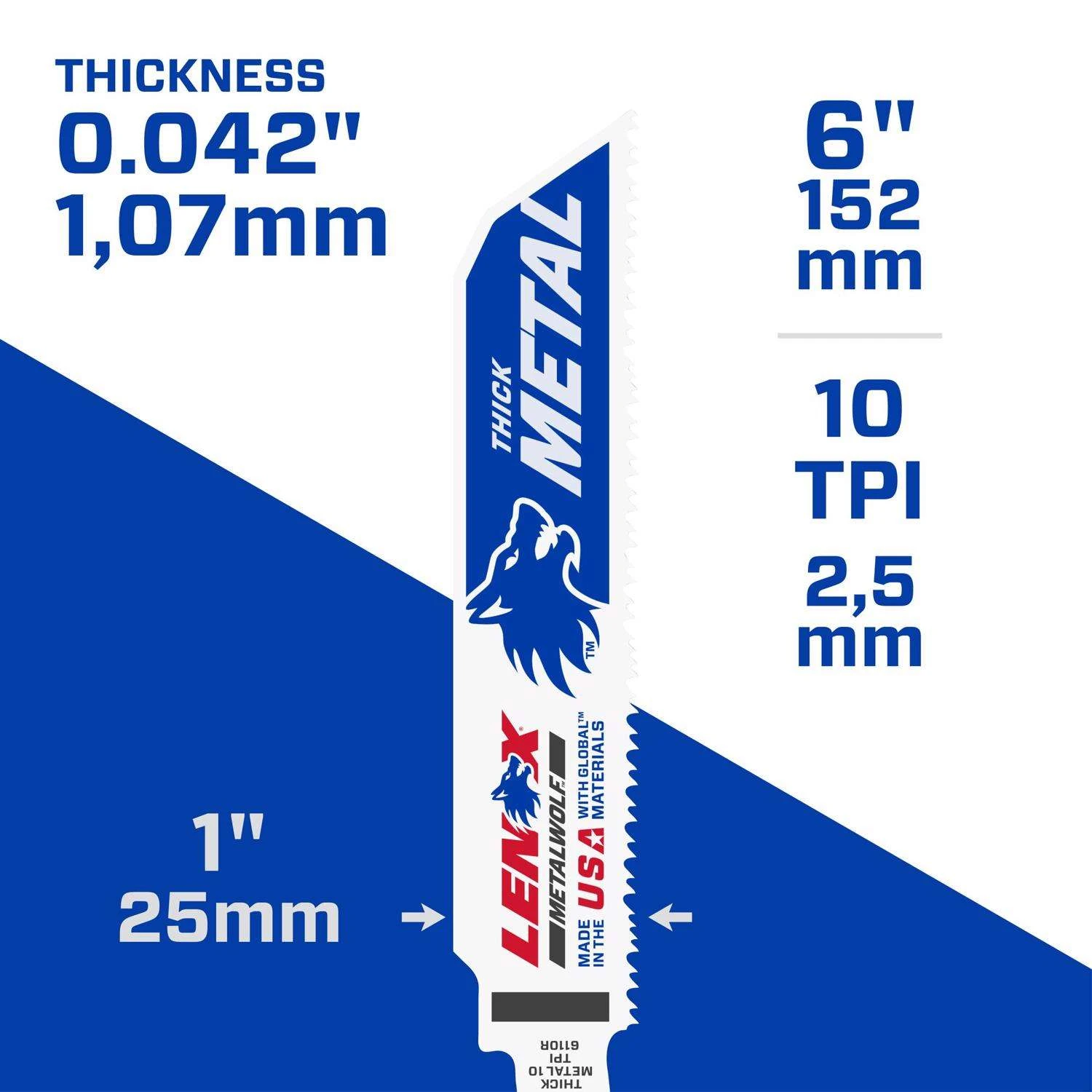 LENOX METALWOLF 6 In. Bi-Metal WAVE EDGE Reciprocating Saw Blade 10 TPI 5 Pk 2 LENOX METALWOLF 6 In. Bi-Metal WAVE EDGE Reciprocating Saw Blade 10 TPI 5 Pk - Image 2