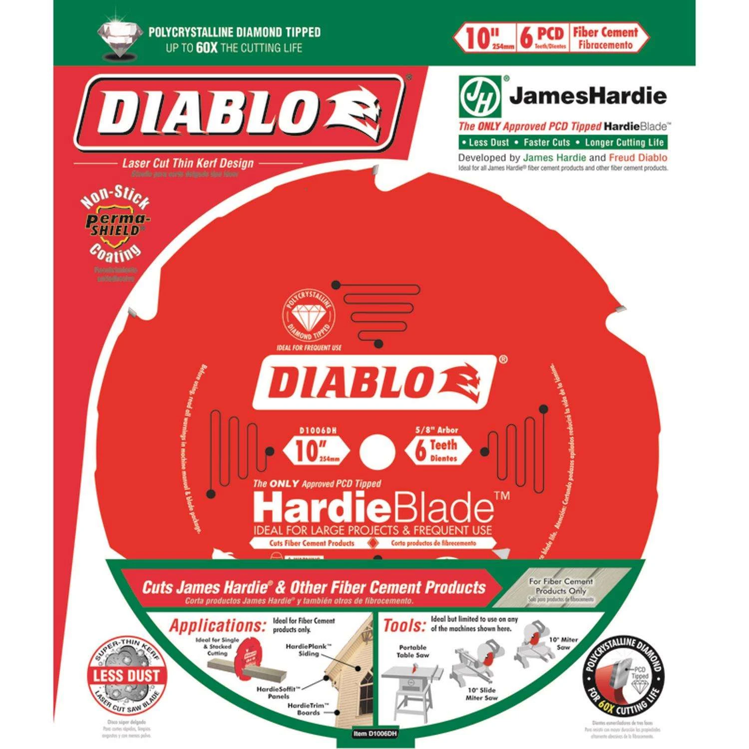 Diablo HardieBlade 10 In. D X 5/8 In. PCD Fiber Cement Blade 6 Teeth 1 Pk 2 Diablo HardieBlade 10 In. D X 5/8 In. PCD Fiber Cement Blade 6 Teeth 1 Pk - Image 2