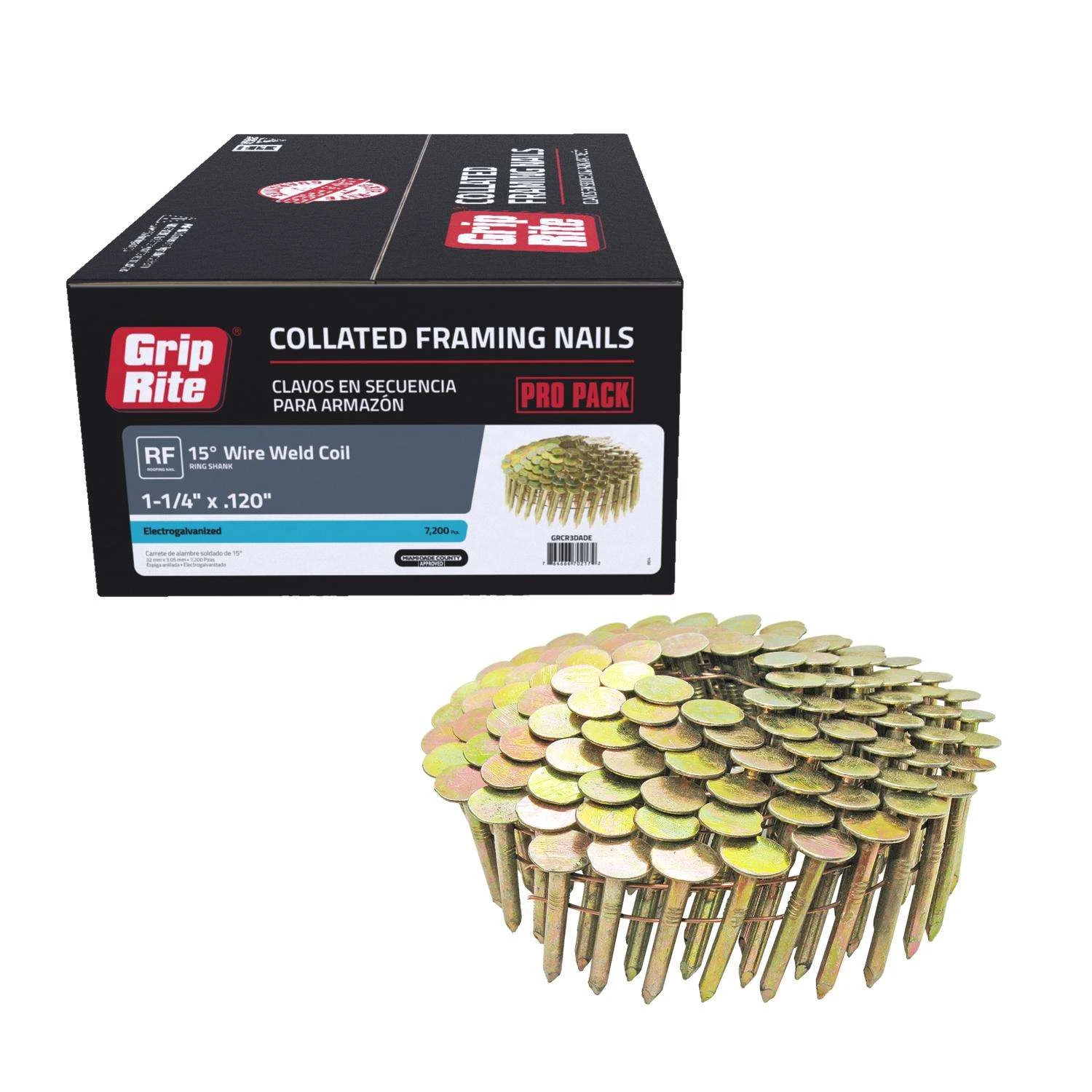 Grip-Rite 1-1/4 In. 11 Ga. Angled Strip Electro Galvanized Roofing Nails 15 Deg 7200 Pk 3 Grip-Rite 1-1/4 In. 11 Ga. Angled Strip Electro Galvanized Roofing Nails 15 Deg 7200 Pk - Image 3
