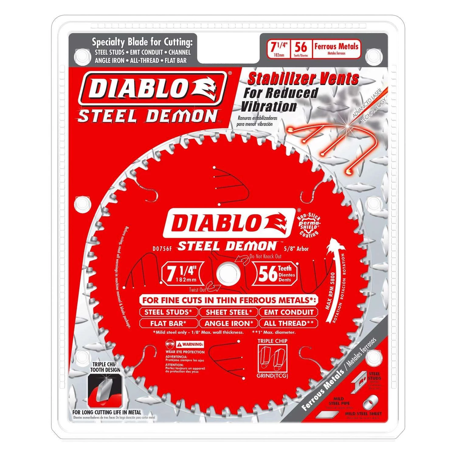 Diablo Steel Demon 7-1/4 In. D X 5/8 In. TiCo Hi-Density Carbide Metal Saw Blade 56 Teeth 1 Pk 2 Diablo Steel Demon 7-1/4 In. D X 5/8 In. TiCo Hi-Density Carbide Metal Saw Blade 56 Teeth 1 Pk - Image 2