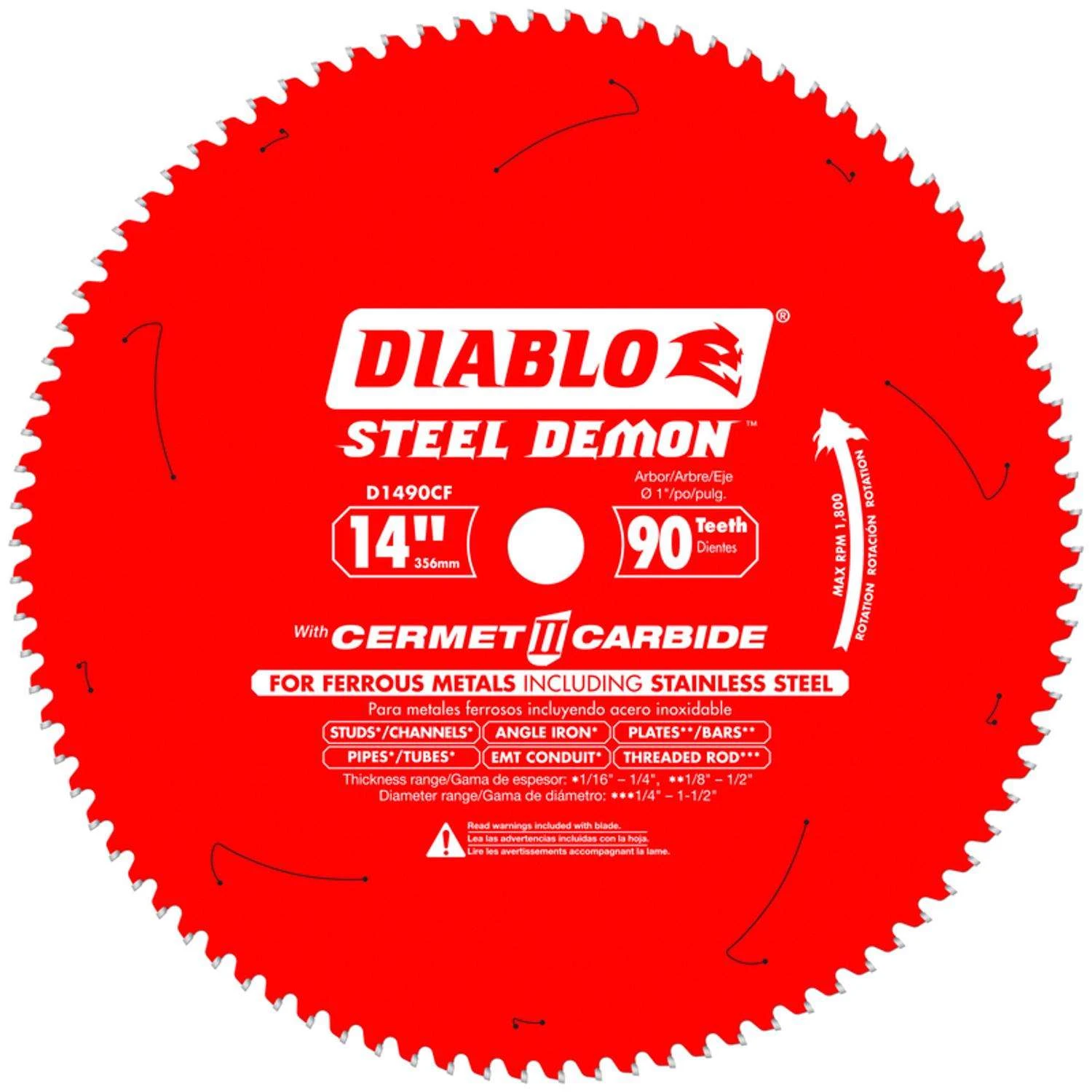 Diablo Steel Demon 14 In. D X 1 In. Cermet Cermet Metal Saw Blade 90 Teeth 1 Pk 1 Diablo Steel Demon 14 In. D X 1 In. Cermet Cermet Metal Saw Blade 90 Teeth 1 Pk
