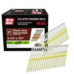 Grip-Rite 3-1/4 In. 10 Ga. Plastic Strip Hot-Dip Galvanized Framing Nails 21 Deg 4000 Pk -Craftsman Shop 87d669c8 efb8 4774 9170 25760e28ed05