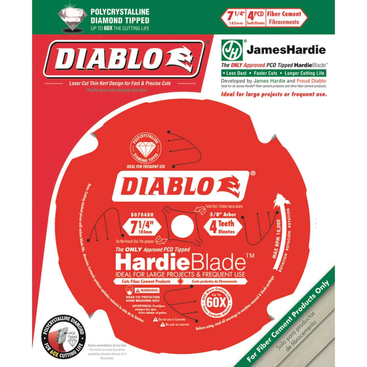 Diablo HardieBlade 7-1/4 In. D X 5/8 In. PCD Fiber Cement Blade 4 Teeth 1 Pk 2 Diablo HardieBlade 7-1/4 In. D X 5/8 In. PCD Fiber Cement Blade 4 Teeth 1 Pk - Image 2