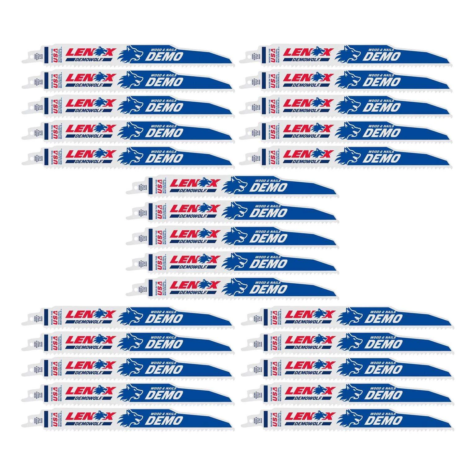 LENOX DEMOWOLF 9 In. Bi-Metal Reciprocating Saw Blade 6 TPI 25 Pk 1 LENOX DEMOWOLF 9 In. Bi-Metal Reciprocating Saw Blade 6 TPI 25 Pk