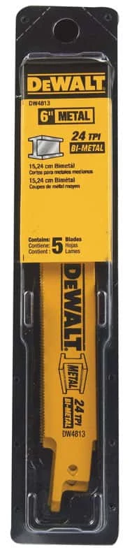 DeWalt 6 In. Bi-Metal Reciprocating Saw Blade 24 TPI 5 Pk