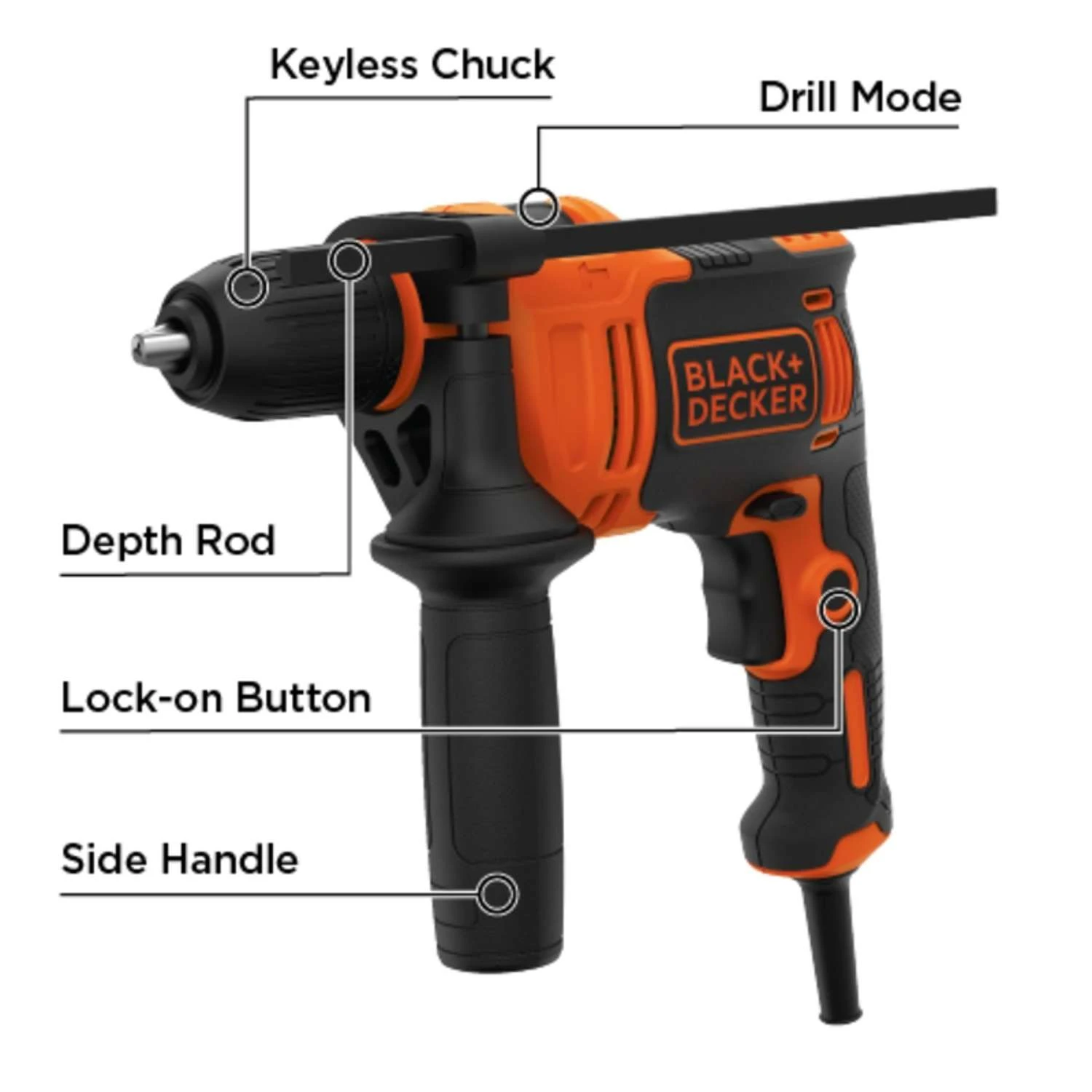 Black & Decker Black+Decker 6.5 Amps 1/2 In. Corded Hammer Drill 3 Black & Decker Black+Decker 6.5 Amps 1/2 In. Corded Hammer Drill - Image 3