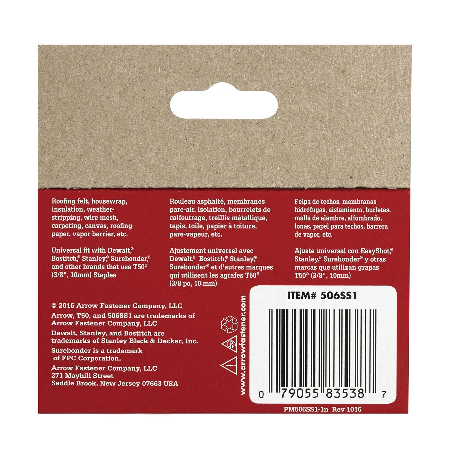 Arrow T50 3/8 In. W X 3/8 In. L 18 Ga. Flat Crown Heavy Duty Staples 1000 Pk 4 Arrow T50 3/8 In. W X 3/8 In. L 18 Ga. Flat Crown Heavy Duty Staples 1000 Pk - Image 4
