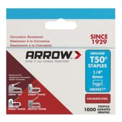 Arrow T50 3/8 In. W X 1/4 In. L 18 Ga. Flat Crown Heavy Duty Staples 1000 Pk 8 Arrow T50 3/8 In. W X 1/4 In. L 18 Ga. Flat Crown Heavy Duty Staples 1000 Pk -Craftsman Shop a2ee911a 5506 4baf b8a4 200c130af10a