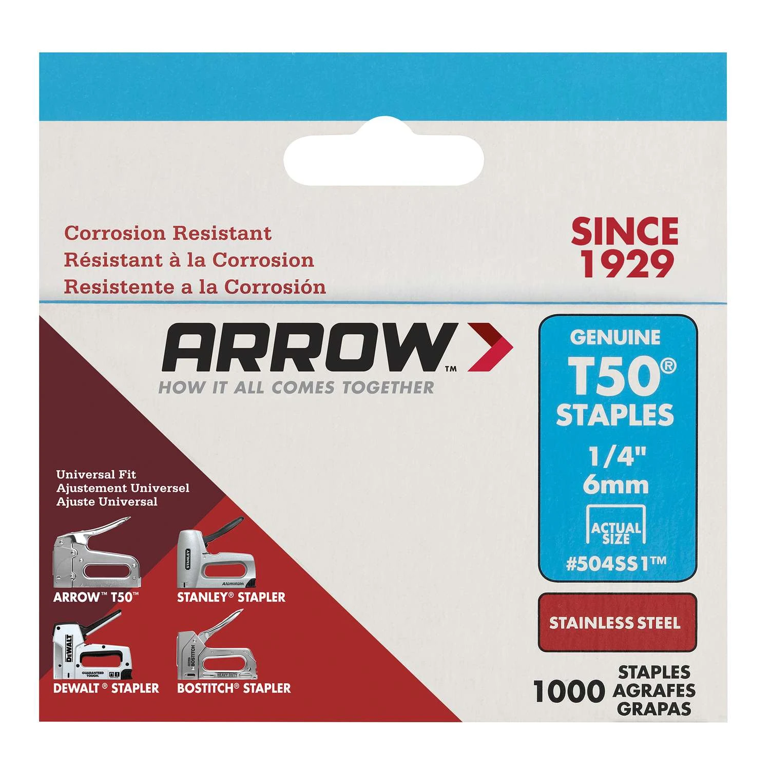 Arrow T50 3/8 In. W X 1/4 In. L 18 Ga. Flat Crown Heavy Duty Staples 1000 Pk 3 Arrow T50 3/8 In. W X 1/4 In. L 18 Ga. Flat Crown Heavy Duty Staples 1000 Pk - Image 3