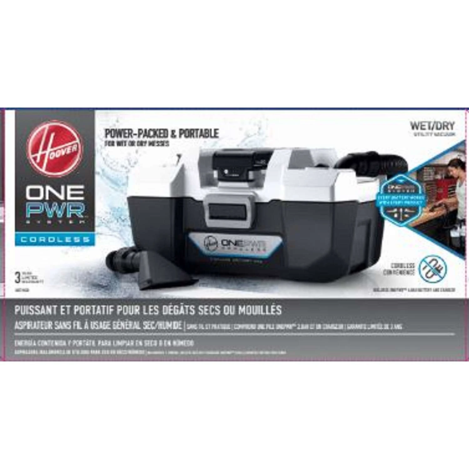 Hoover ONEPWR BH57105 3 Gal Cordless Wet/Dry Utility Vacuum 2 Amps 20 V 3 Hoover ONEPWR BH57105 3 Gal Cordless Wet/Dry Utility Vacuum 2 Amps 20 V - Image 3