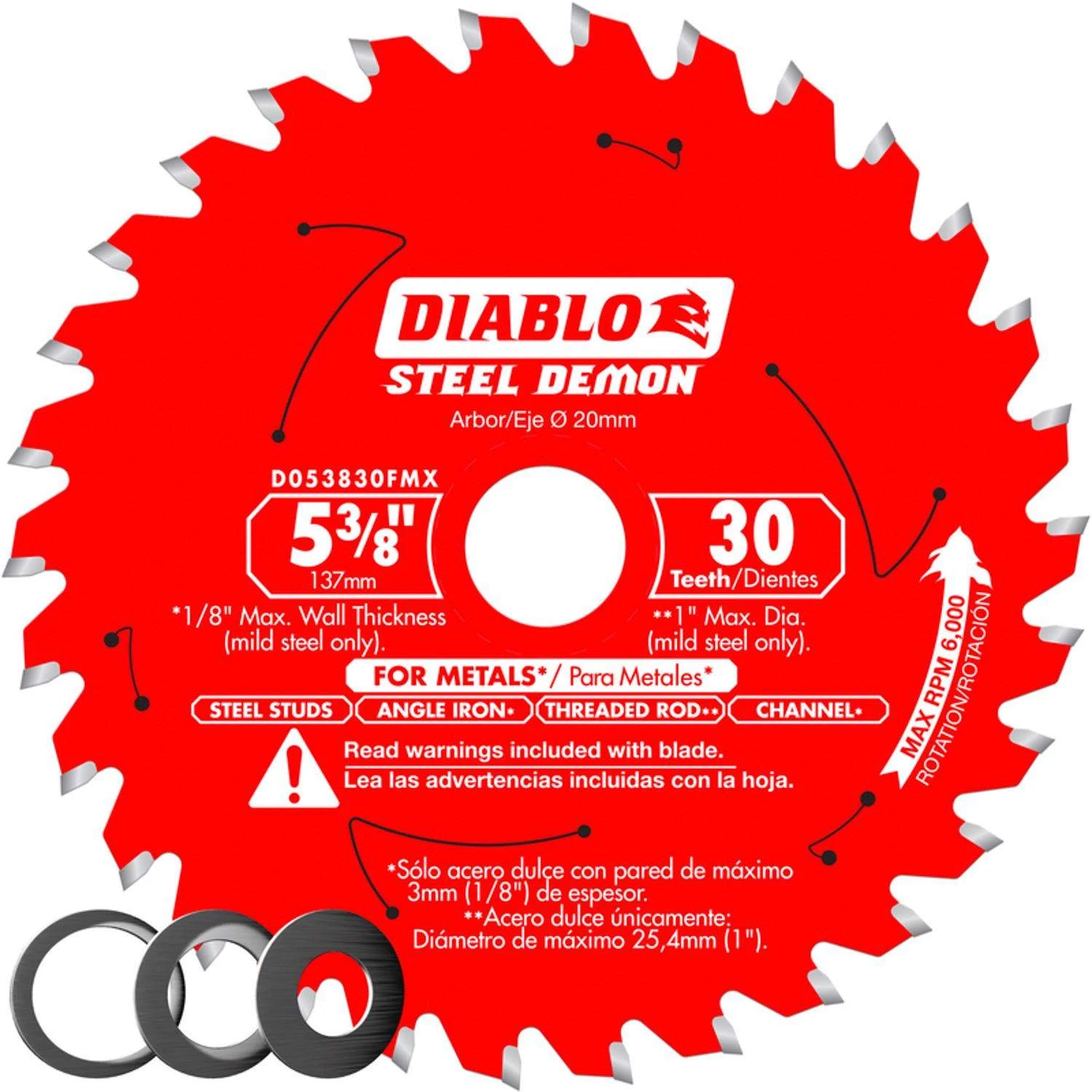 Diablo Steel Demon 5-3/8 In. D X 20 Mm TiCo Hi-Density Carbide Metal Saw Blade 30 Teeth 1 Pk 1 Diablo Steel Demon 5-3/8 In. D X 20 Mm TiCo Hi-Density Carbide Metal Saw Blade 30 Teeth 1 Pk