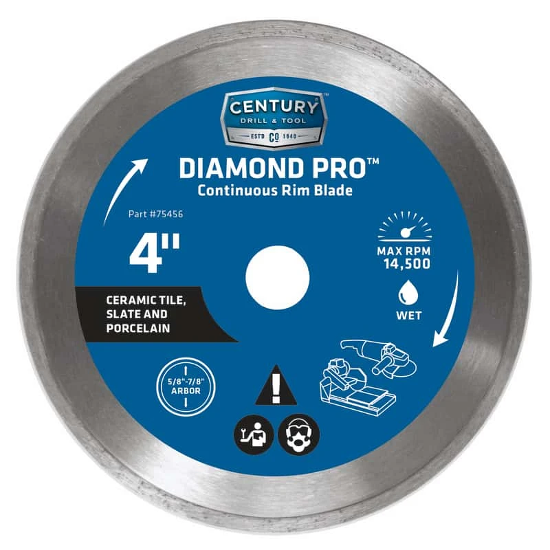 Century Drill & Tool Diamond Pro 4 In. D X 5/8 And 7/8 In. Steel Continuous Rim Diamond Saw Blade 1 1 Century Drill & Tool Diamond Pro 4 In. D X 5/8 And 7/8 In. Steel Continuous Rim Diamond Saw Blade 1