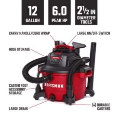 Craftsman 12 Gal Corded Wet/Dry Vacuum 10.5 Amps 120 V 6 HP -Craftsman Shop bc344dd3 db3b 4c25 83b1 1fd8f0b1c407