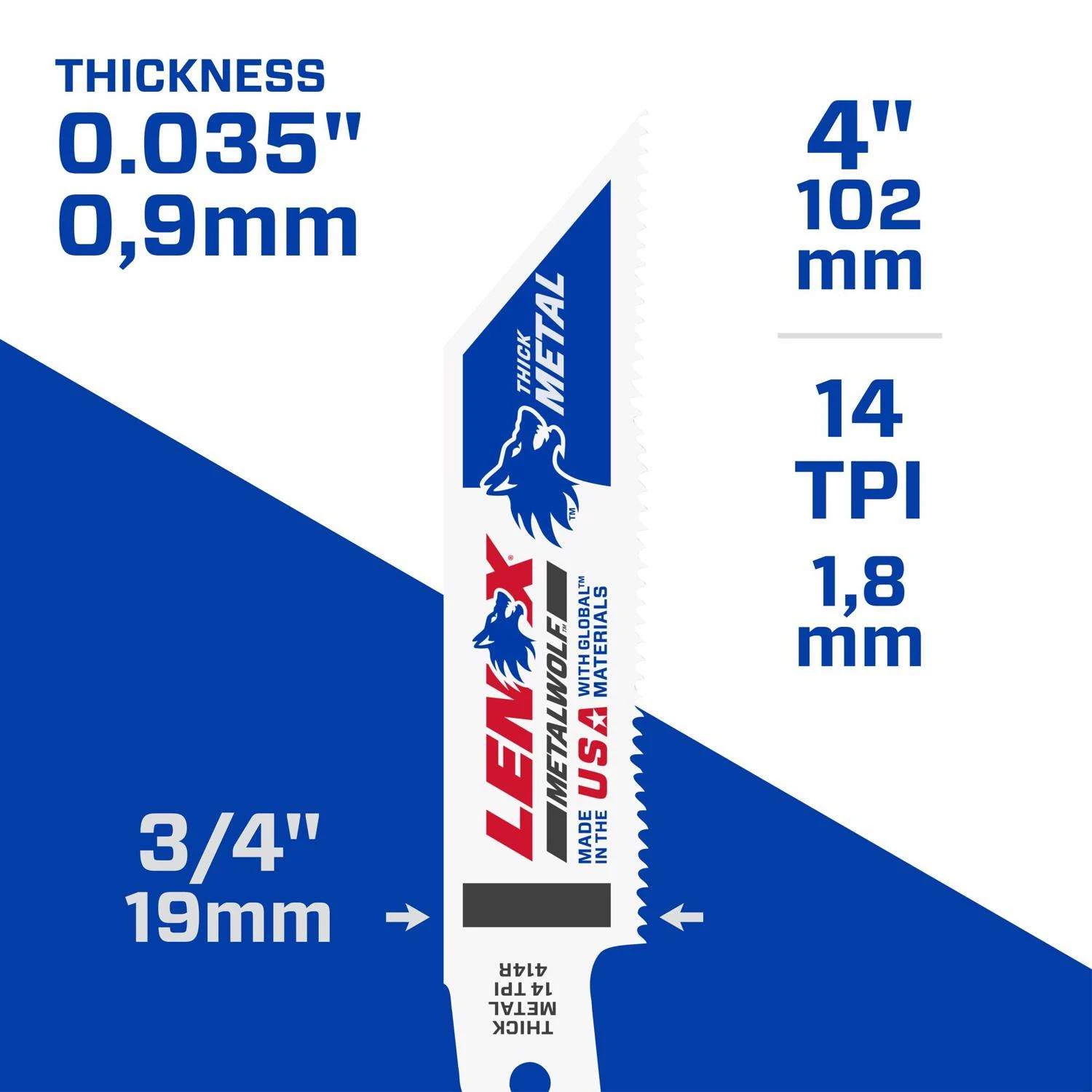 LENOX METALWOLF 4 In. Bi-Metal WAVE EDGE Reciprocating Saw Blade 14 TPI 5 Pk 3 LENOX METALWOLF 4 In. Bi-Metal WAVE EDGE Reciprocating Saw Blade 14 TPI 5 Pk - Image 3