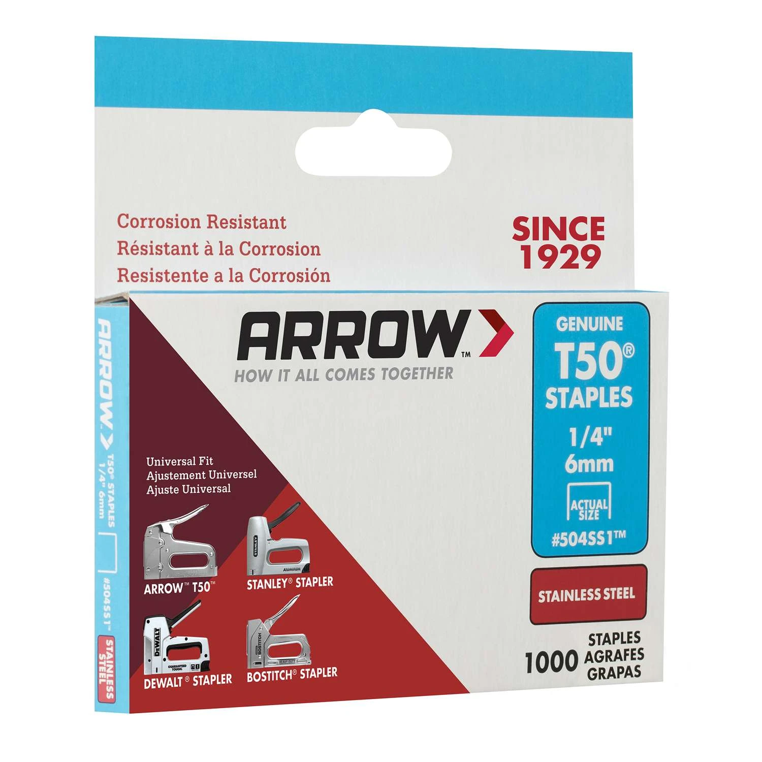 Arrow T50 3/8 In. W X 1/4 In. L 18 Ga. Flat Crown Heavy Duty Staples 1000 Pk 6 Arrow T50 3/8 In. W X 1/4 In. L 18 Ga. Flat Crown Heavy Duty Staples 1000 Pk - Image 6