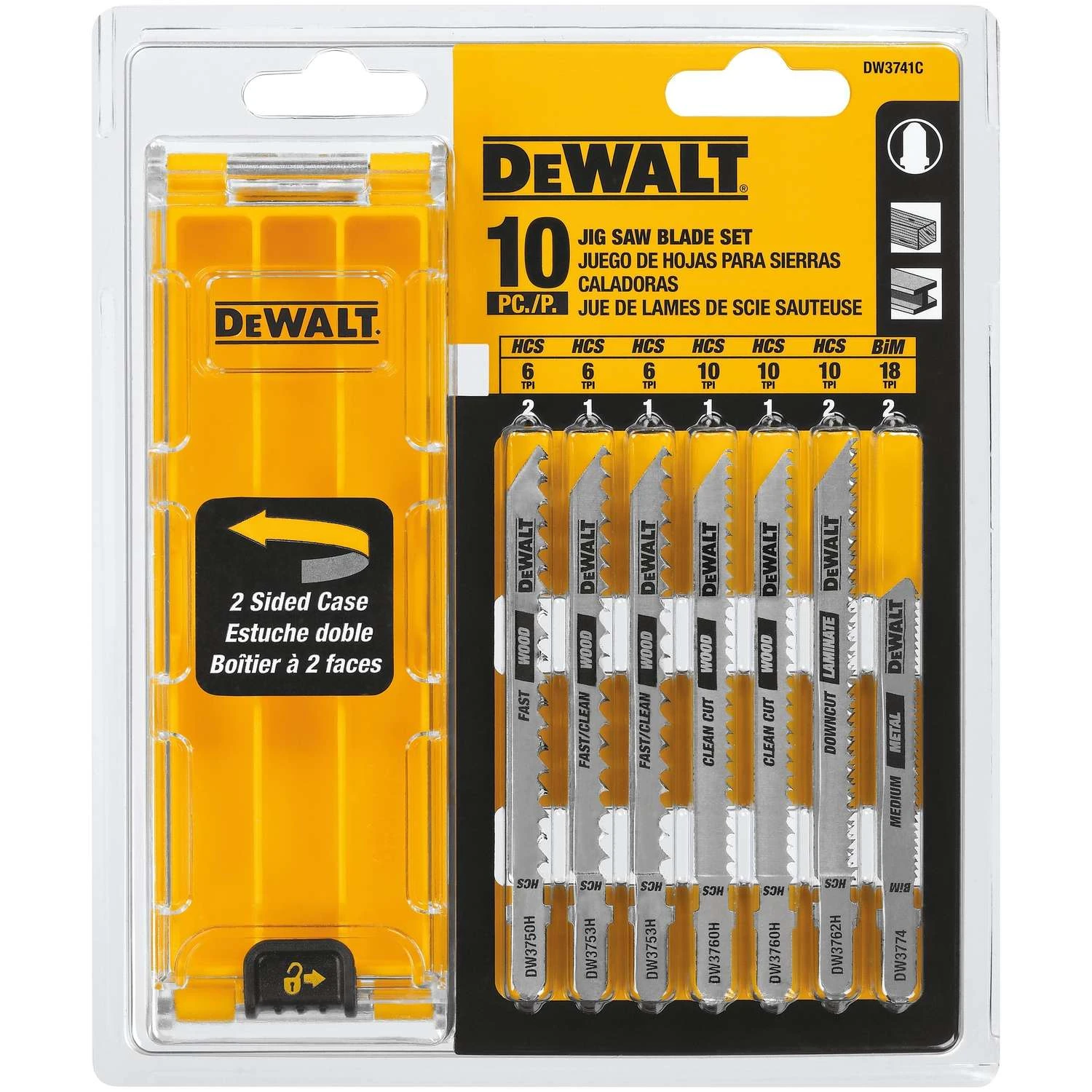 DeWalt 4 In. High Carbon Steel T-Shank Jig Saw Blade Set Assorted TPI 10 Pk 1 DeWalt 4 In. High Carbon Steel T-Shank Jig Saw Blade Set Assorted TPI 10 Pk