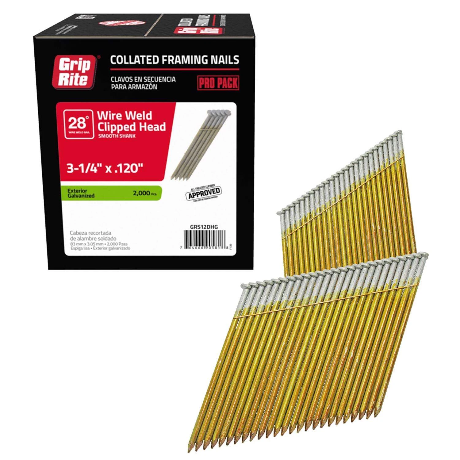 Grip-Rite 2-1/2 In. Angled Strip Bright Framing Nails 21 Deg 5000 Pk 1 Grip-Rite 2-1/2 In. Angled Strip Bright Framing Nails 21 Deg 5000 Pk