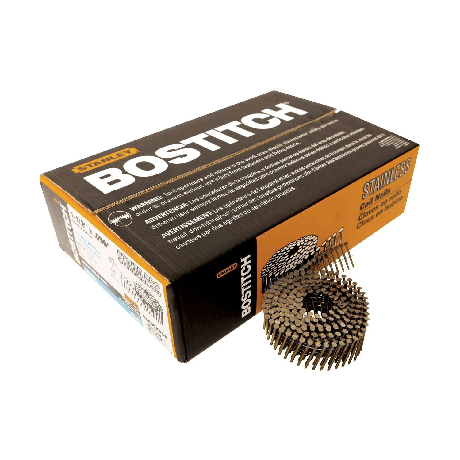 Bostitch 1-1/2 In. 11 Ga. Wire Coil Stainless Steel Siding Nails 15 Deg 3,600 Pk 1 Bostitch 1-1/2 In. 11 Ga. Wire Coil Stainless Steel Siding Nails 15 Deg 3,600 Pk